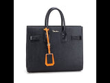 I AM TIMELESS! MID-NIGHT BLACK EPI GRAINED LEATHER HANDBAG