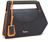 I AM CENTERED! MODERN EPI GRAINED BLACK LEATHER HANDBAG
