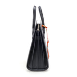 I AM TIMELESS! MID-NIGHT BLACK EPI GRAINED LEATHER HANDBAG